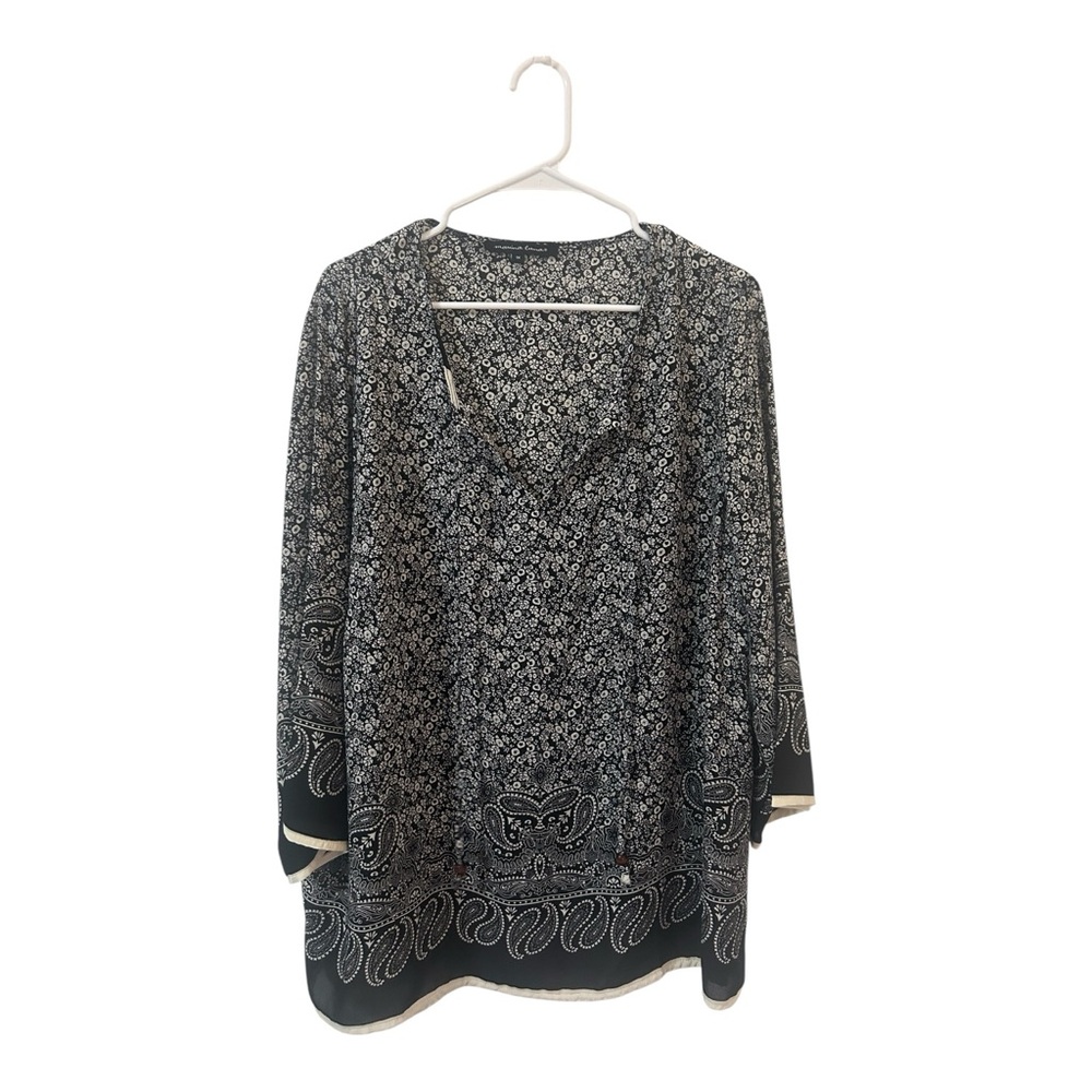 Marina Luna Black and White Patterned Blouse